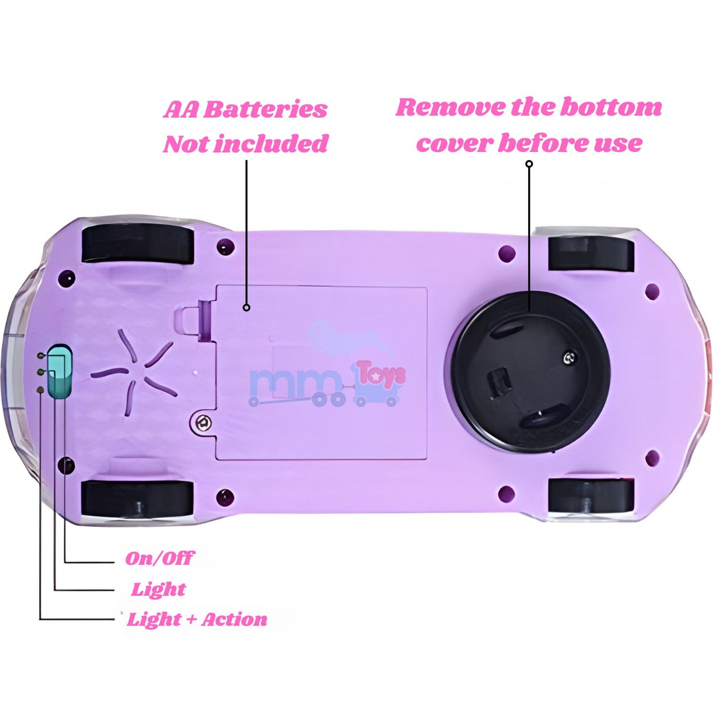 MM TOYS Transparent Multifunctional Concept Racing Car Toy with Colorful Lighting, 360 Rotation For 1 Year to 4 Year Kids Yj388-48