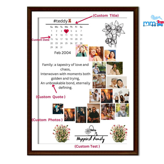MM TOYS Personalized Photo Collage With Frame And Mat Lamination, 16 Photos, Custom Quote And Date (12 Inch X 18 Inch ) Gift For Birthdays, Gift For Friends Or Home Decor - ART 102