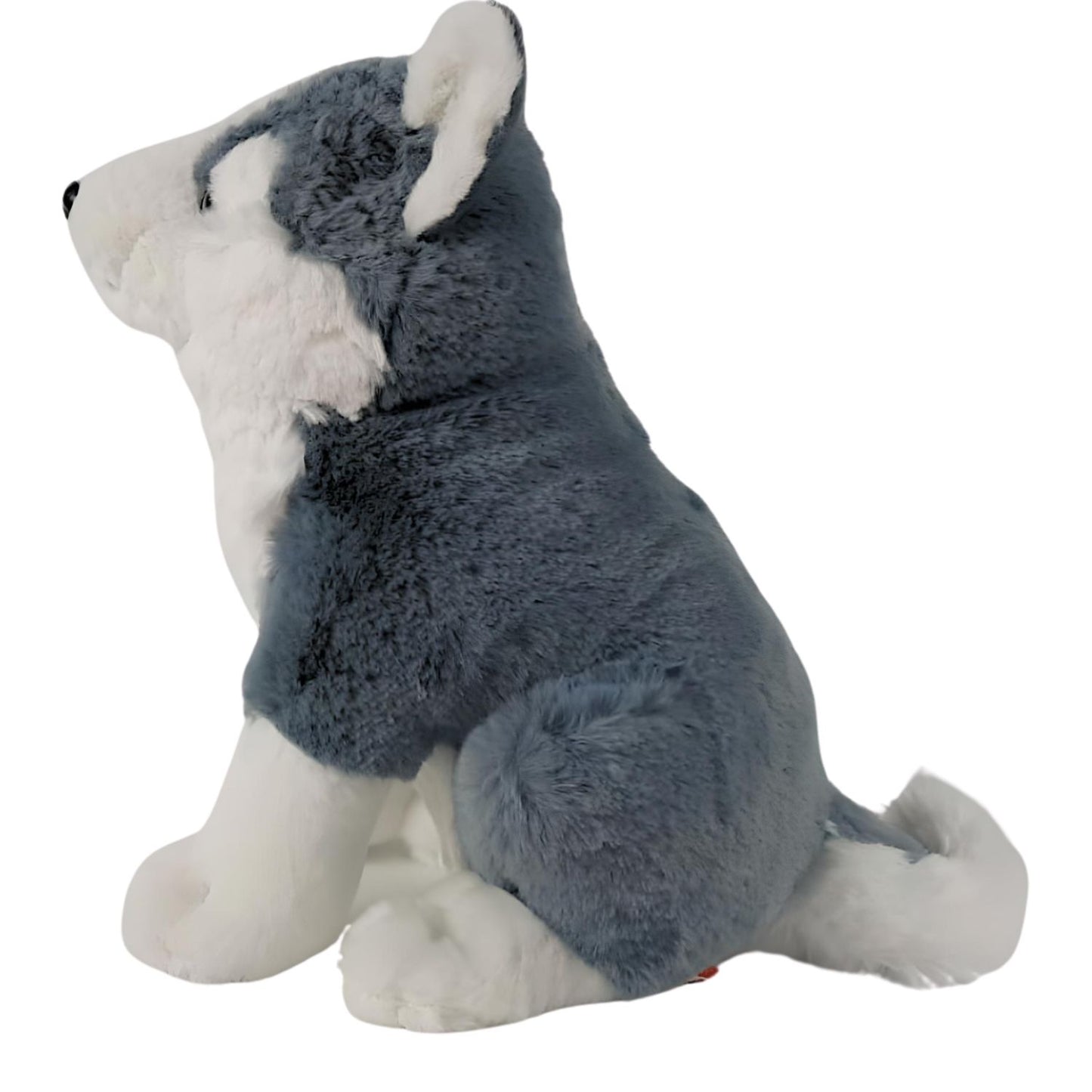 MM TOYS Premium Dog Soft Toy Husky 12 Inch Size Hug n Feel Fabric And Features , Realistic Details | Real Like Dog Soft Toy Gift For Kids, Girls, Adult And Car Décor Or Pets - White/Gray