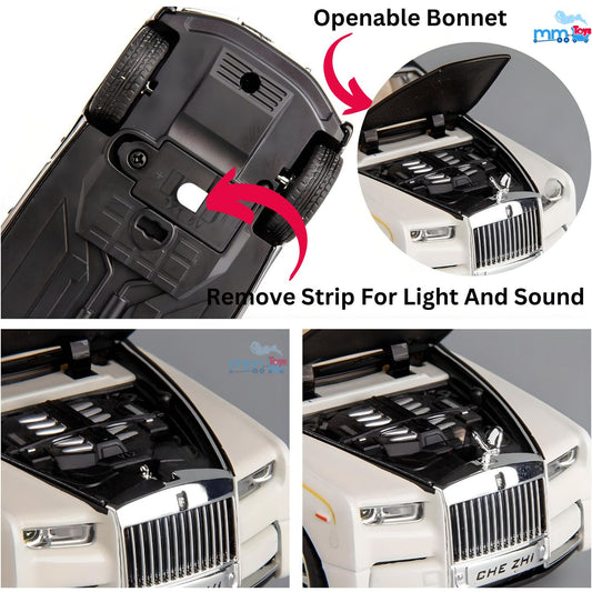 MM Toys Diecast  1/32 Scale Alloy Metal Pull Back Die-Cast Car, Realistic Sound & Light, Durable Mini Auto Toy, Ideal Gift for Kids, Office Desk-Sleek Black