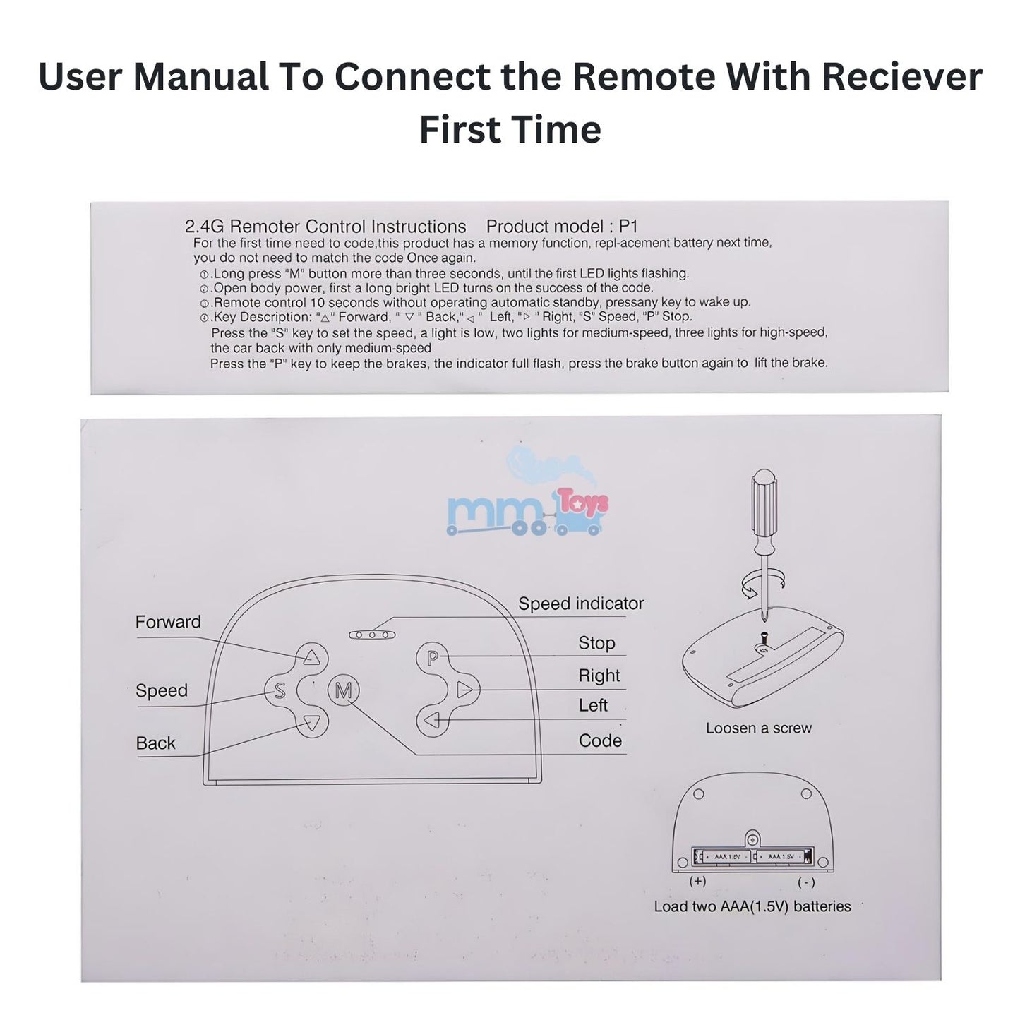 MM TOYS Remote Control Recevier 2.4Ghz For Kids Electric Car Compatible With JR-RX-12V (Not Included) | Riding Toy Accessories Replacement Parts - Orange Color