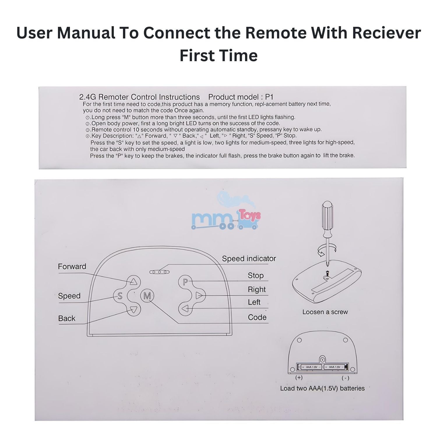 MM TOYS Remote Control Recevier 2.4Ghz For Kids Electric Car Compatible With JR-RX-12V (Not Included) | Riding Toy Accessories Replacement Parts - Orange Color