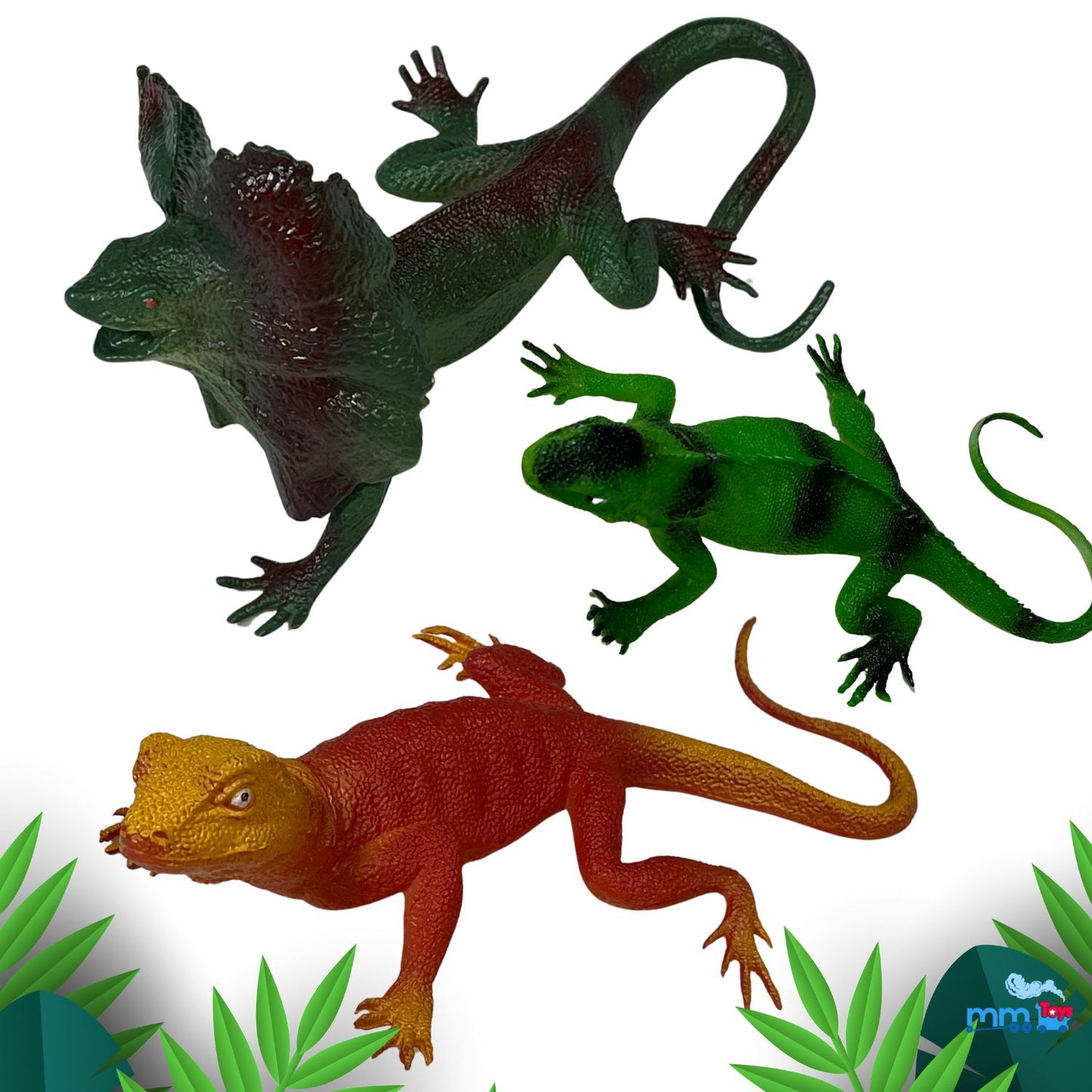 MM TOYS Reptiles Lizard Animal Figures Die Cast Toys Set Assorted Pack Of 6 Pcs (7 Inch Each )Educational Gift Set For 5 Year And Above Kids - Multicolor