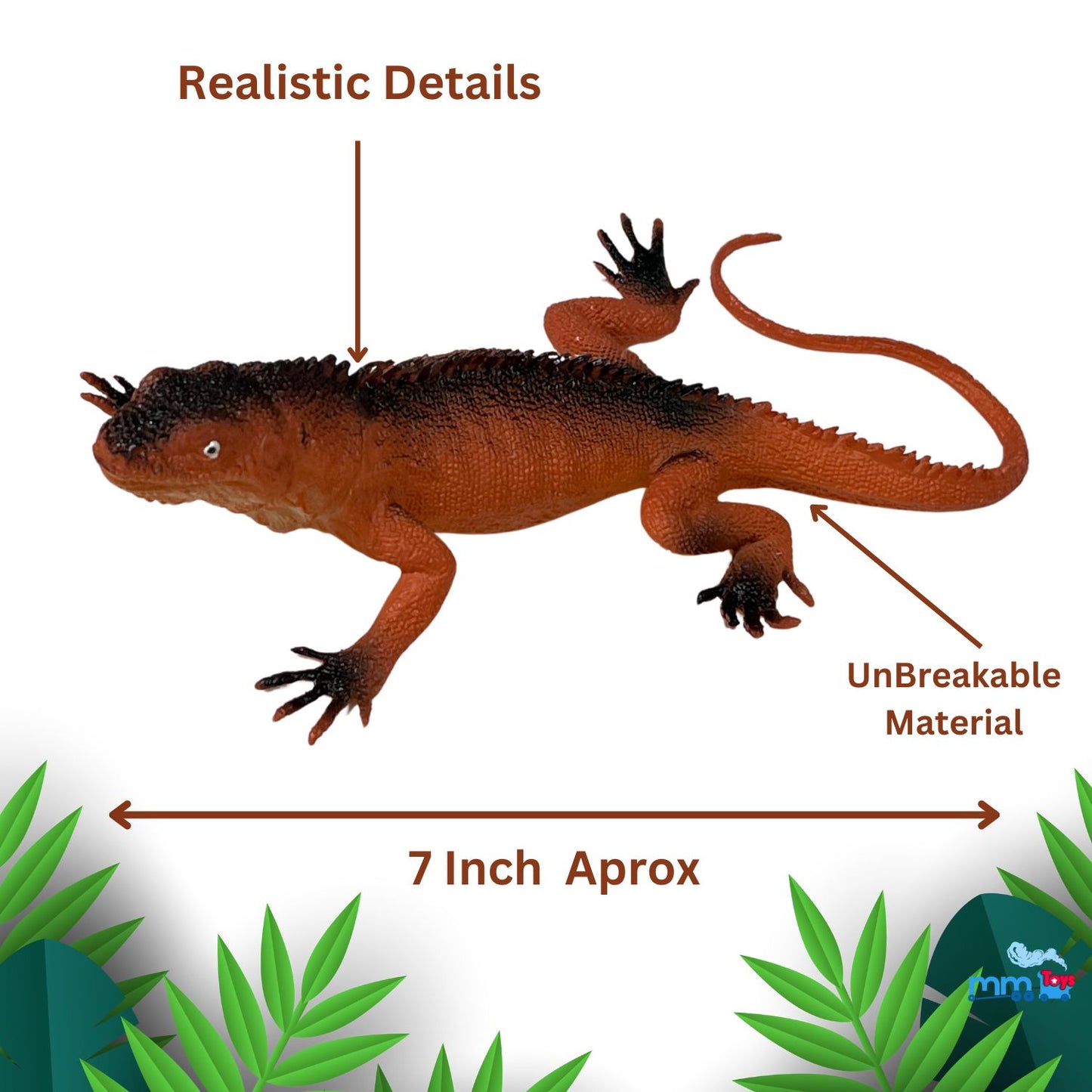 MM TOYS Reptiles Lizard Animal Figures Die Cast Toys Set Assorted Pack Of 6 Pcs (7 Inch Each )Educational Gift Set For 5 Year And Above Kids - Multicolor