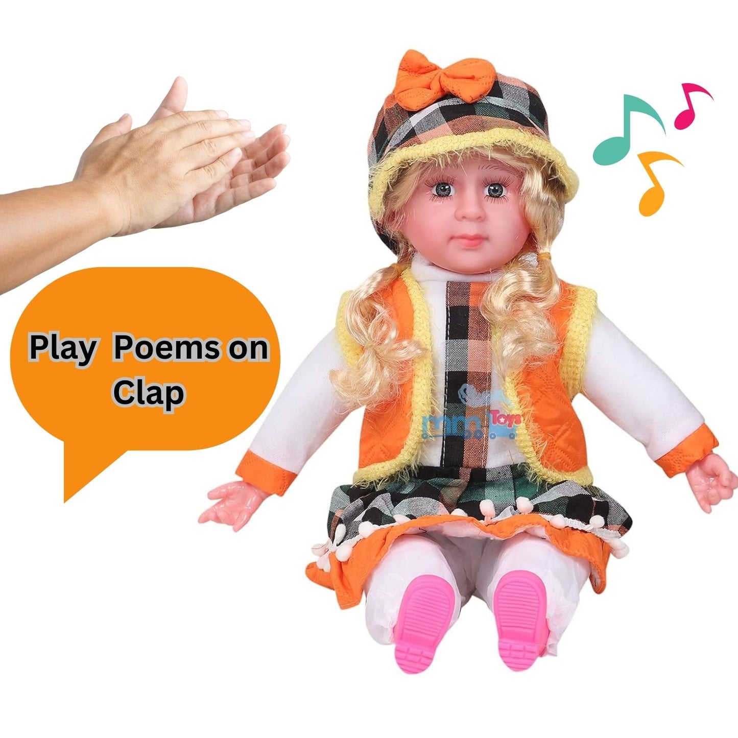 MM TOYS Singing Songs & Poem Baby Doll Original 24 Inch Big Size - Dress Color May Vary