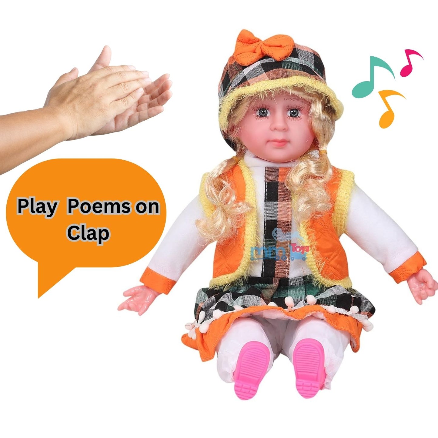 MM TOYS Singing Songs & Poem Baby Doll Original 24 Inch Big Size - Dress Color May Vary