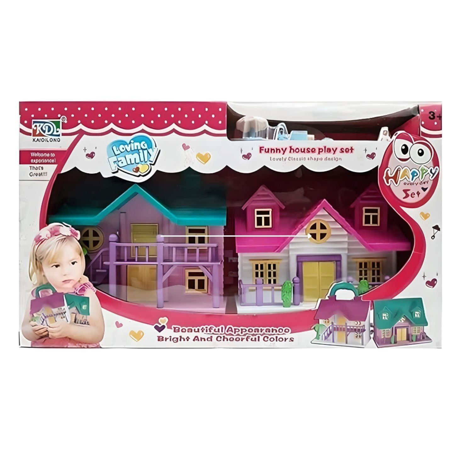 MM TOYS Small Size Funny Doll House Play Set For To Year Old Girls, Doll House Pretend Play Set Toys For Girls Birthday Gift for Girl Child
