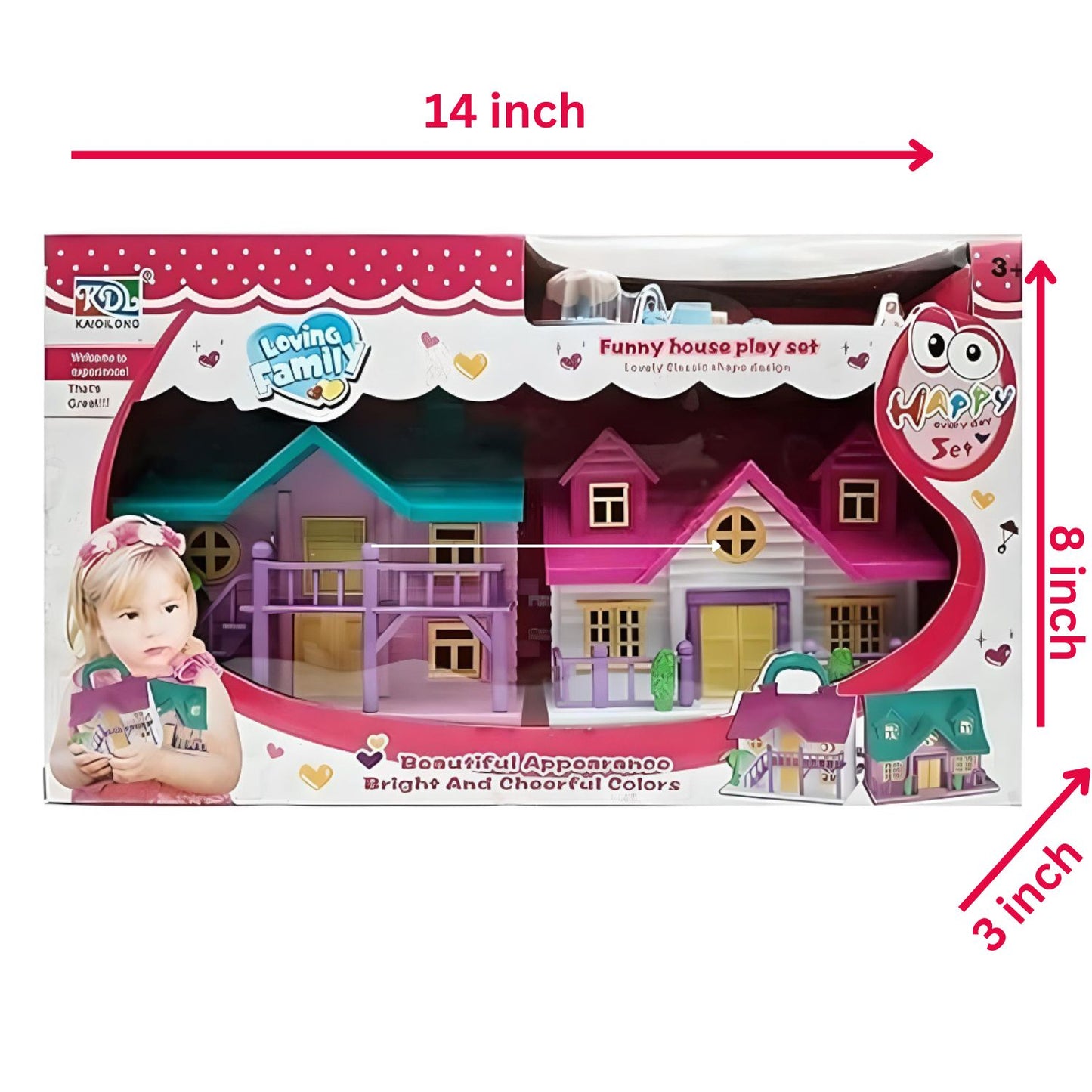 MM TOYS Small Size Funny Doll House Play Set For 2 To 6 Year Old Girls, Doll House Pretend Play Set / Toys For Girls / Birthday Gift for Girl Child