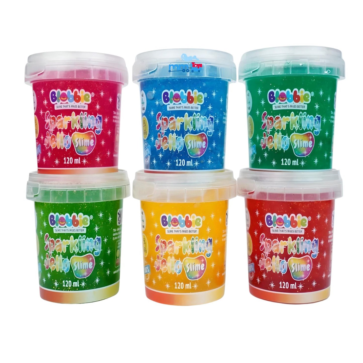 MM TOYS Sparkling Slime For Kids (Pack Of 6 )Non Sticky On Cloths, Walls And Furniture - 120ML X 6 Jars - Multicolor