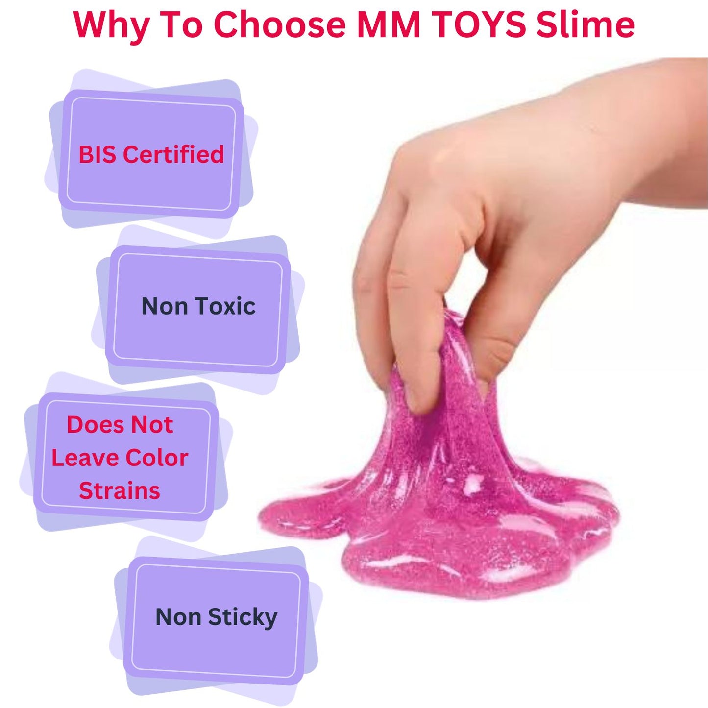 MM TOYS Sparkling Slime For Kids (Pack Of 6 )Non Sticky On Cloths, Walls And Furniture - 120ML X 6 Jars - Multicolor