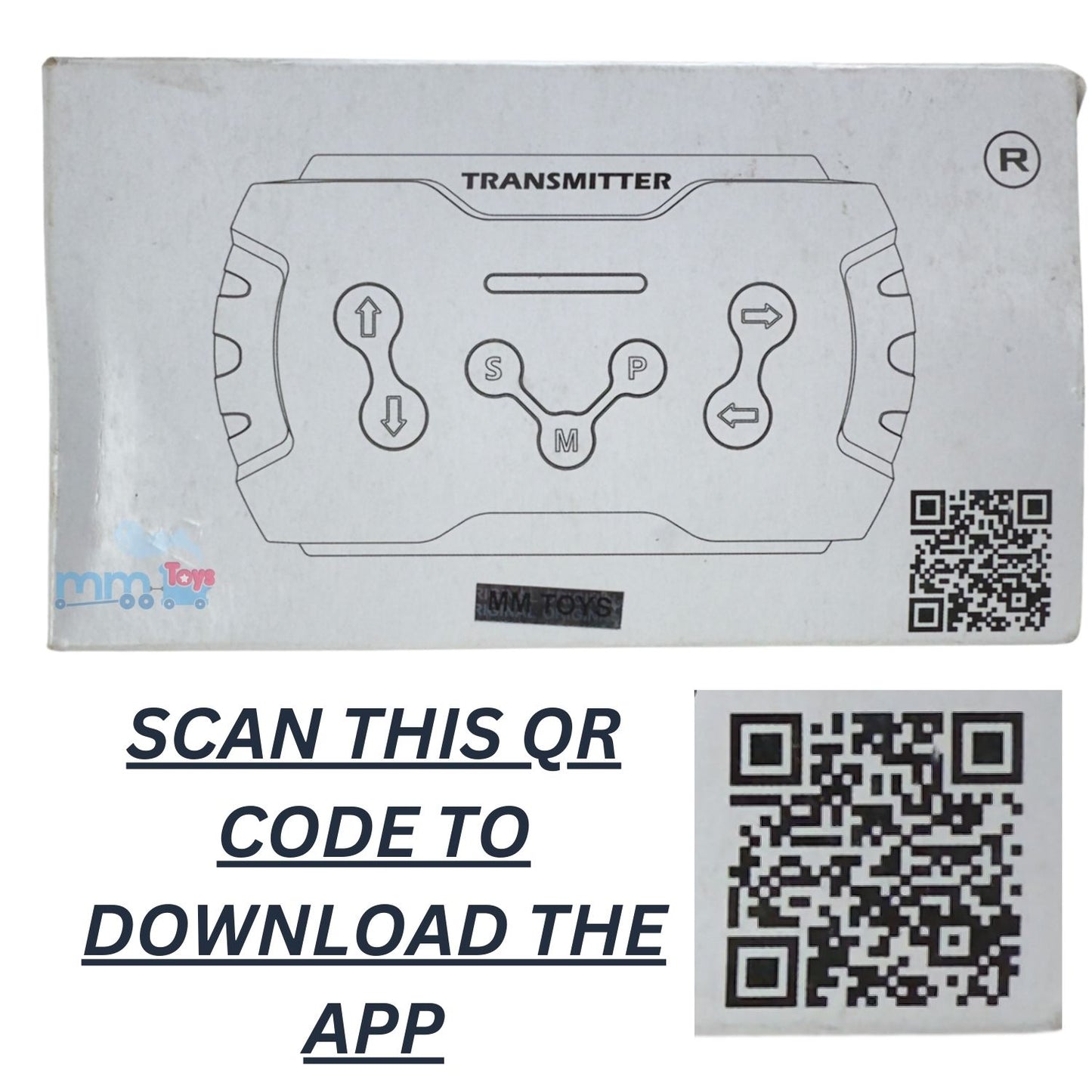 MM TOYS TRANSMITTER Remote Control Small For 12V Kids Electric Rideon Car Jeep 2.4 Ghz Replacement Part Accessories Compatible With JR1788RX and JR1888RX- White