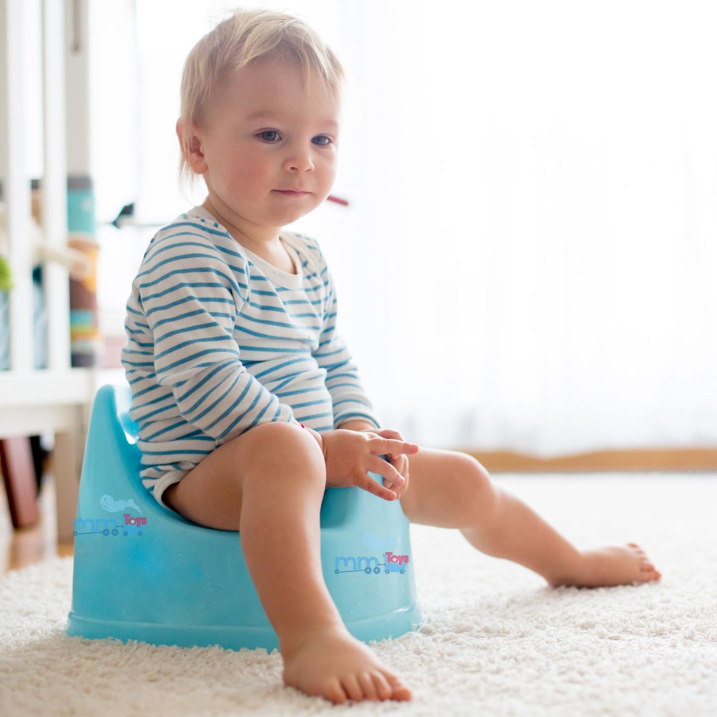 MM TOYS Toddle Ease Potty Trainer Chair with Lid & High Back Support for 6-18 Months, Easy Clean, Comfortable, Blue