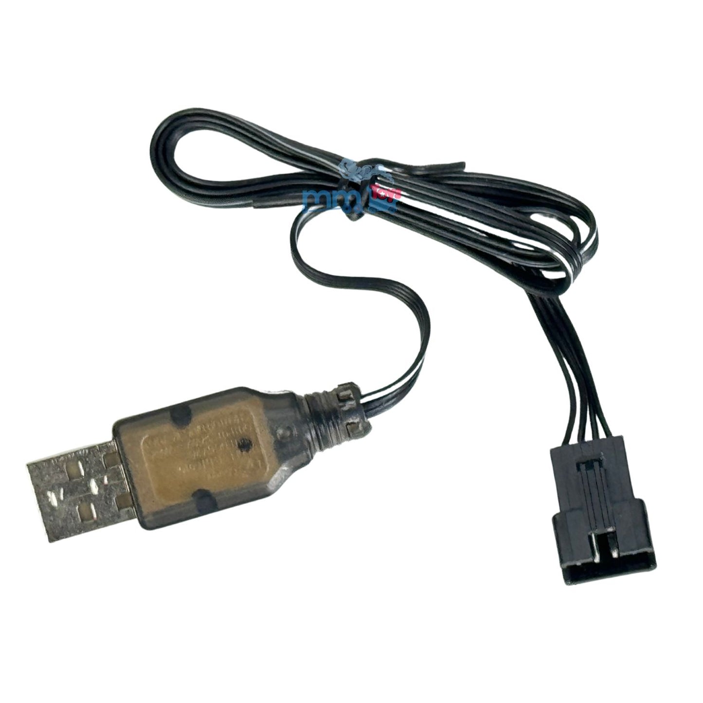 MM TOYS USB Charger Cable Power Adaptor With Led Indicator 4 Pin JST SM Connector Female Black Input 0.5-2A Output 7.4V=250mA For RC Toys , Electronic Devices, Robotics- Black