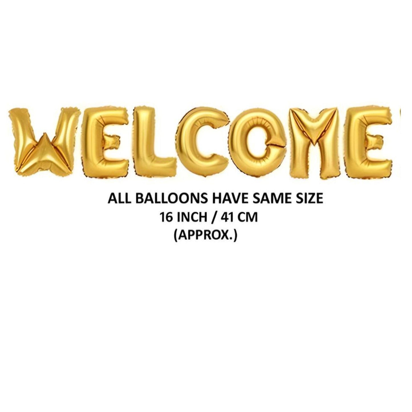 MM TOYS Inflatable Welcome Foil Balloon for Party Decoration - Durable, Easy-to-Inflate, Reusable - Golden
