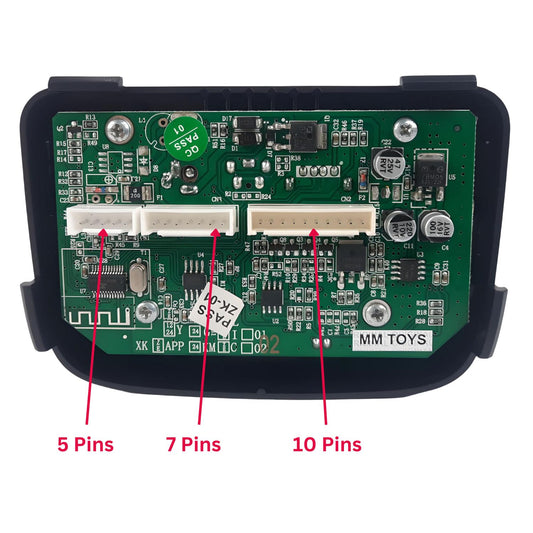 MM TOYS XK-02 Bluetooth 12V Central Control Panel Mother Board PCB for Kids Electric Car Jeep - Multi-Function with Built-In Speaker - Silver Gray