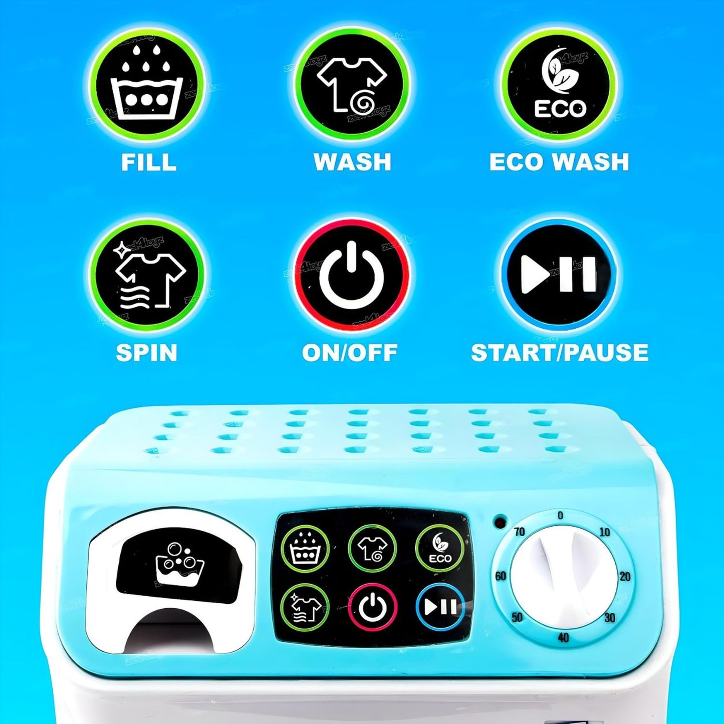 MM TOYS Electronic Mini Washing Machine Toy Pretend Play With Realistic Sounds & Spining Effect For 5+ Year Kids-3252