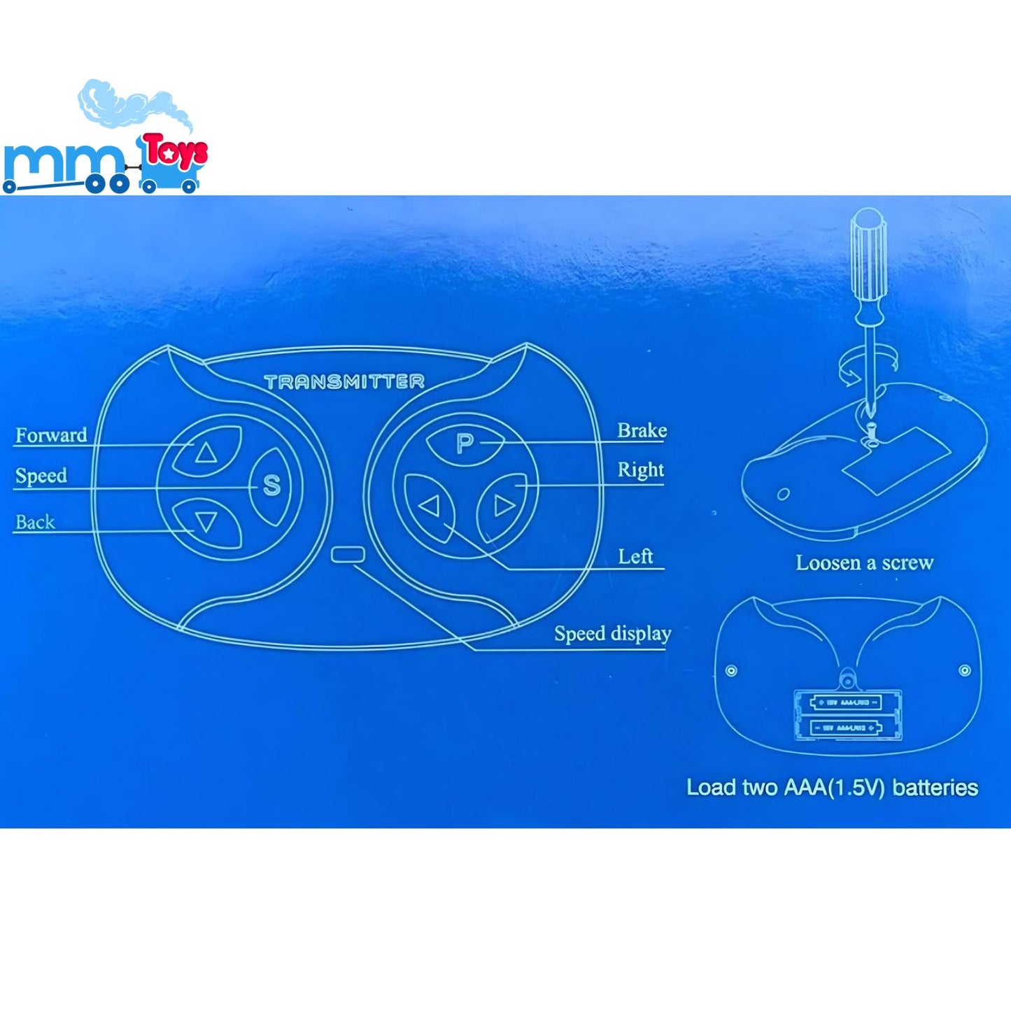 MM TOYS JR 2.4G Bluetooth Remote Control For Kids Electric Car Ride On, 3 Speed Control, Compatible With JR1958RX-2S Receiver (Receiver not Included) Replacement Parts Accessories- White
