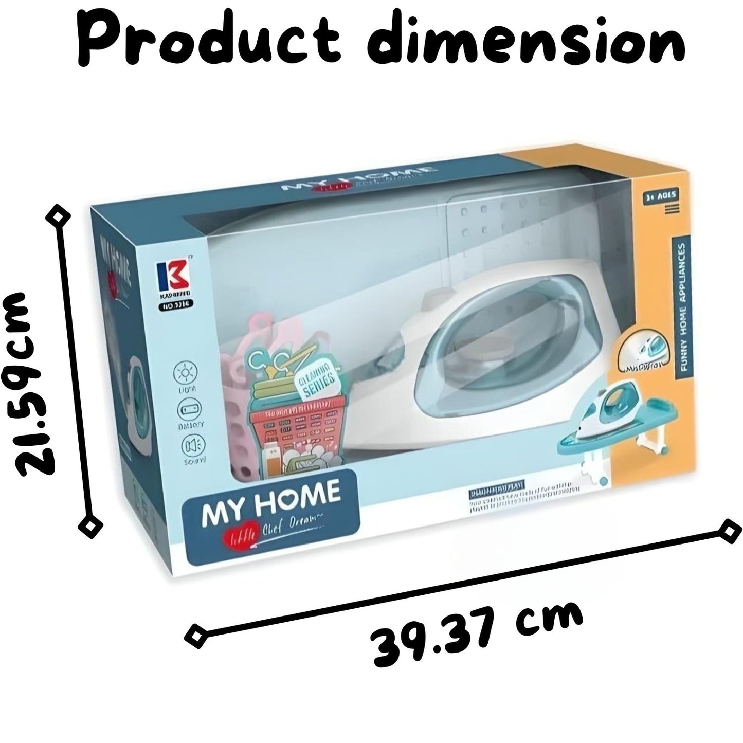 MM TOYS Mini Helper Electonic Iron Pretend Play Set Safe Pretend Play Fun For Kids With Realistic Size , Lights And Sound Effect