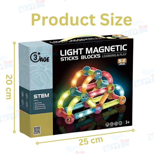 MM TOYS MagneticMaster™ 52 PCS Light Magnetic Building Blocks - Premium Magnetic Sticks & Balls Set - No Sharp Edges, Different Sizes & Curve Shapes for STEM Learning, Creativity & Motor Skills - Multicolor