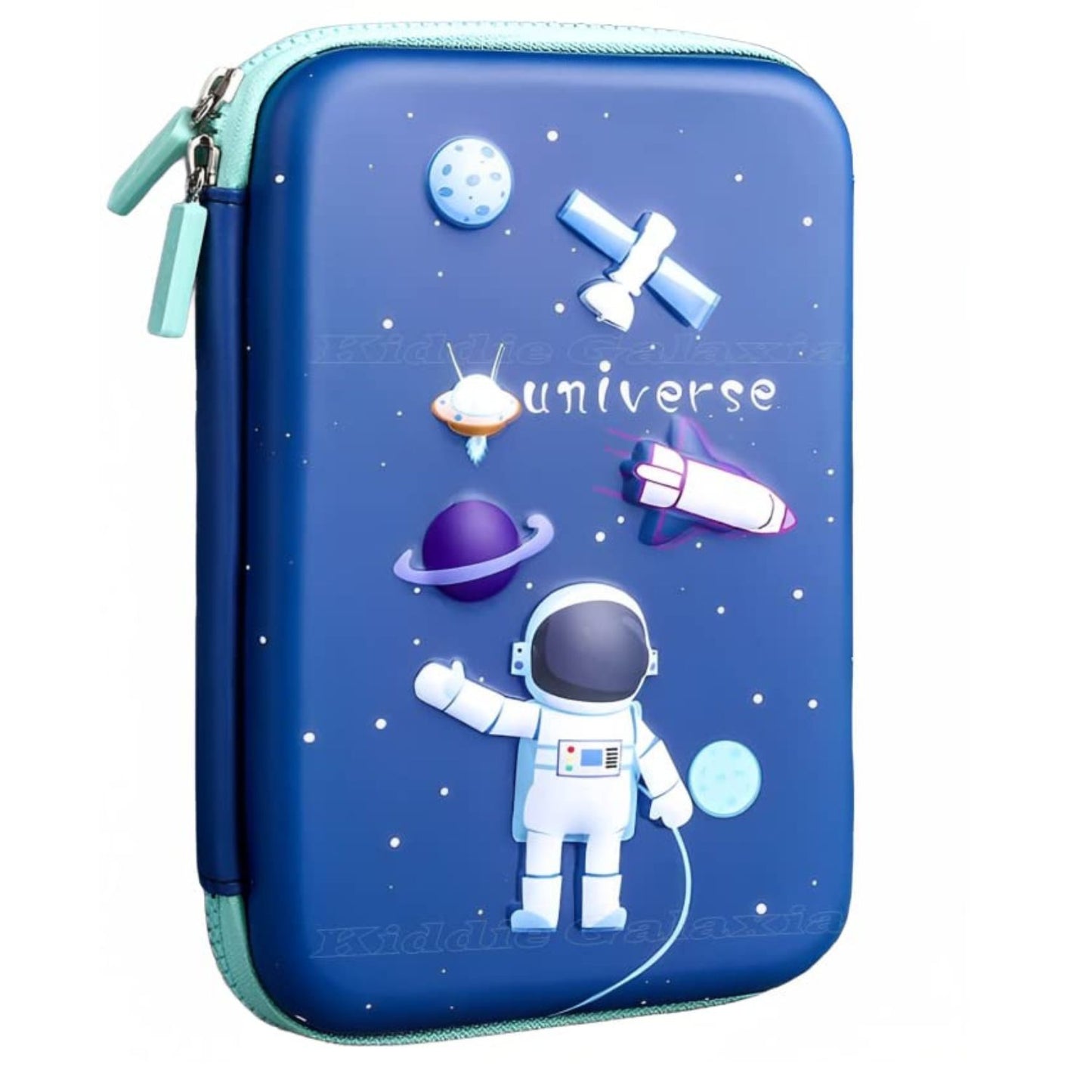 MM TOYS 3D Space Design Embossed EVA Cover Pencil Case with Compartments, Pencil Pouch for Kids, School Supply Organizer for Students, Stationery Box, Zip Pouch Bag (1 Unit)