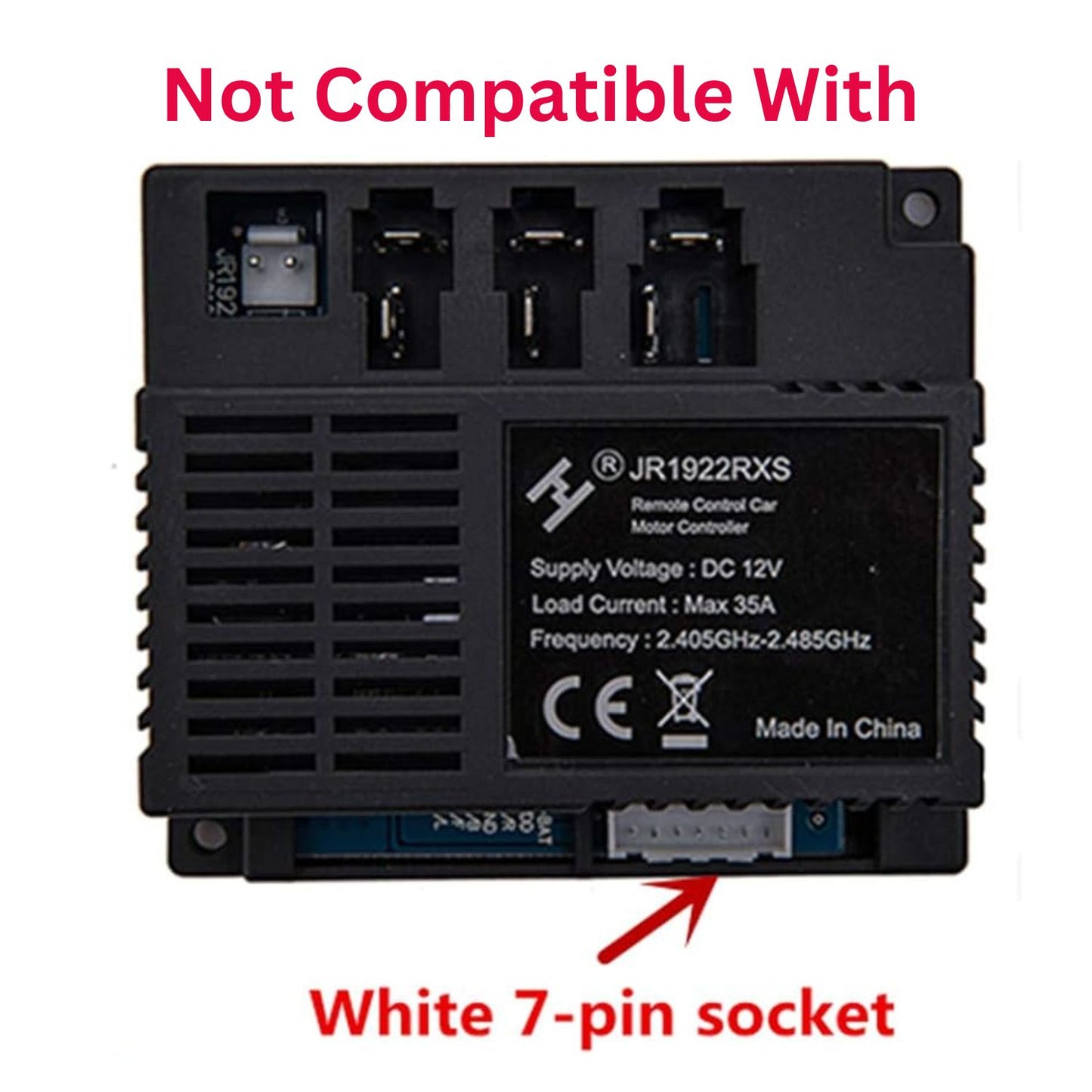 MM TOYS JR1922RXS-AD 12V 2.4 Ghz Remote Control Car Motor Controller Control Box, 7-Pin Blue Socket,  For Accessories for Children Electric Ride On Car Replacement Parts -Black