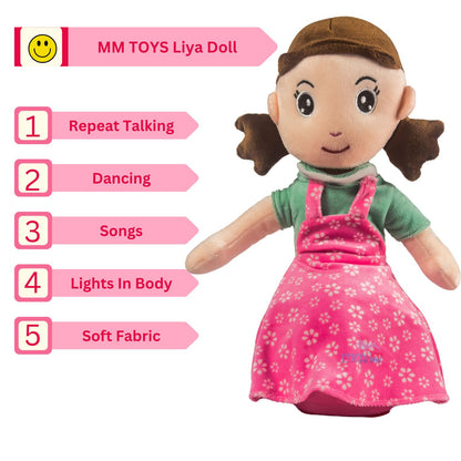 MM TOYS Liya Interactive Dancing Musical Soft Doll - Entertains & Educates with Talk-Back Function For 2 to 10 Year Girls | Dress Color May Vary