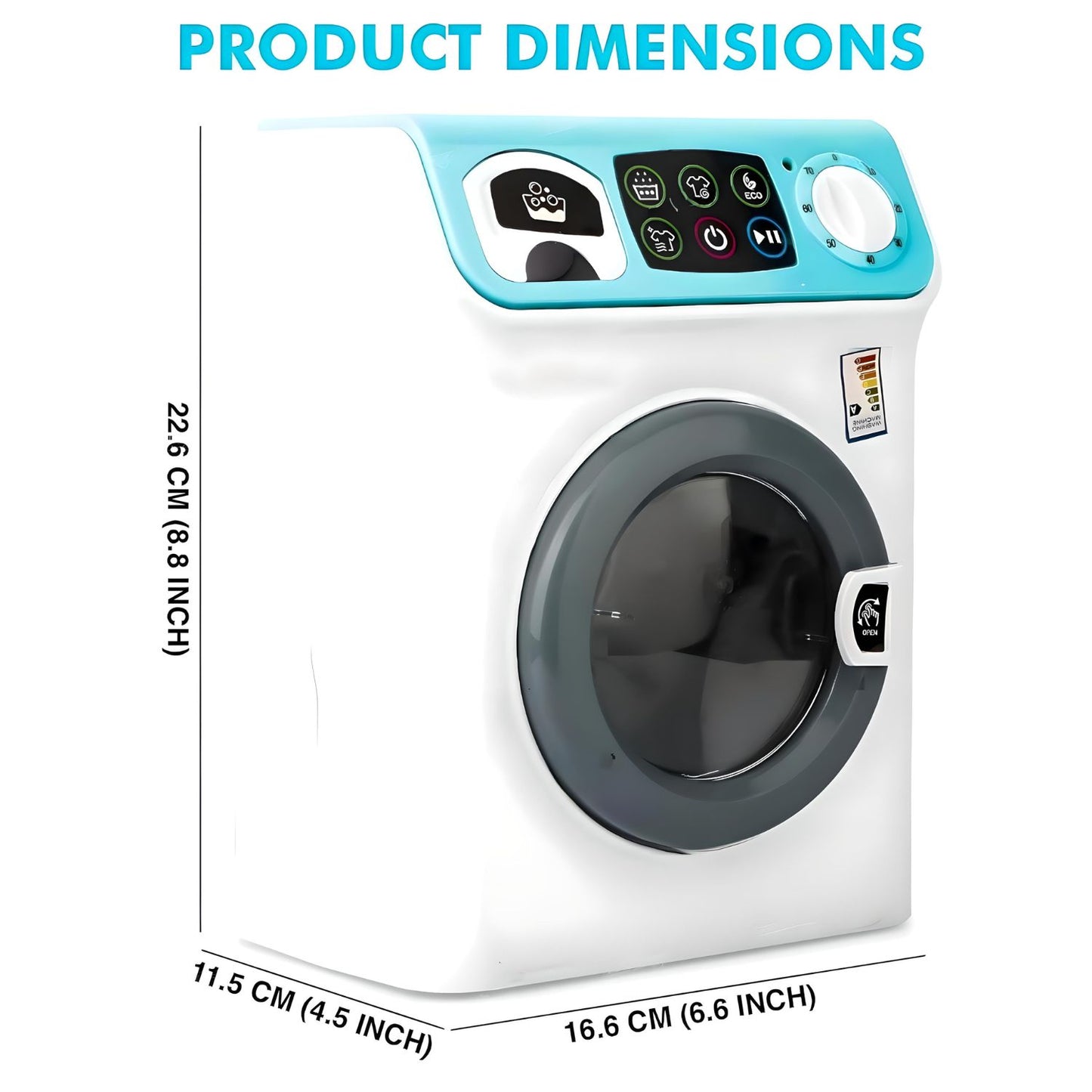 MM TOYS Electronic Mini Washing Machine Toy Pretend Play With Realistic Sounds & Spining Effect For 5+ Year Kids-3252
