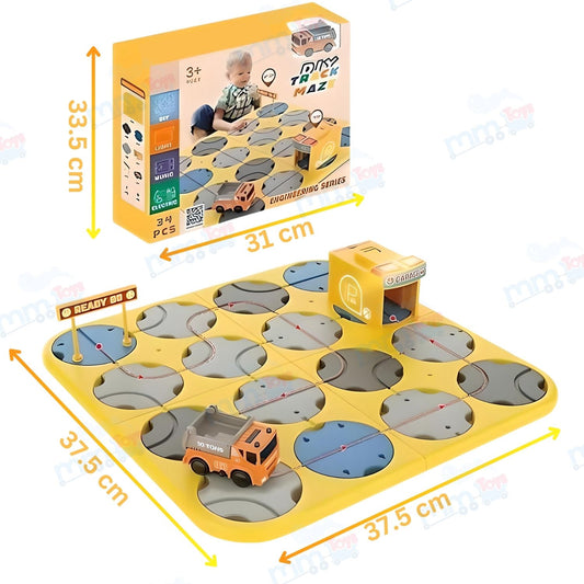 MM Toys DIY Track Maze Construction Set Race Car Track Puzzle with Educational Blocks Interactive Play for Kids Multi-Color