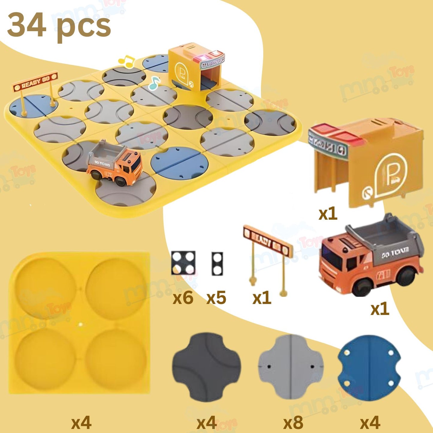 MM Toys DIY Track Maze Construction Set Race Car Track Puzzle with Educational Blocks Interactive Play for Kids Multi-Color