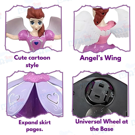 MM TOYS Angel Girl Musical Fairy Doll Toy with Dancing & 360 Degree Rotation for Kids - Colorful Light Display
