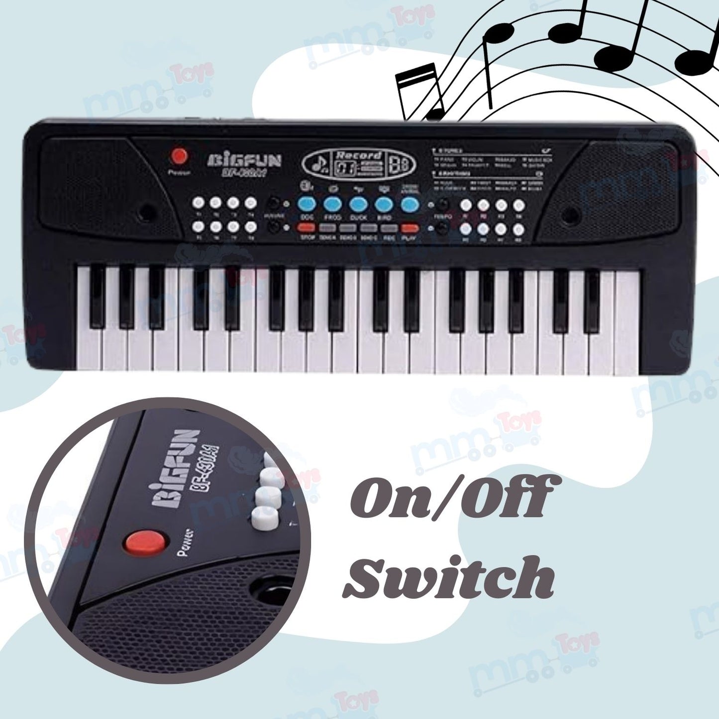 MM TOYS Kids Piano Keyboard with Microphone BF430- 37 Keys, 8 Tones & 8 Rhythms, Ages 3-7, Perfect Gift for Young Musicians