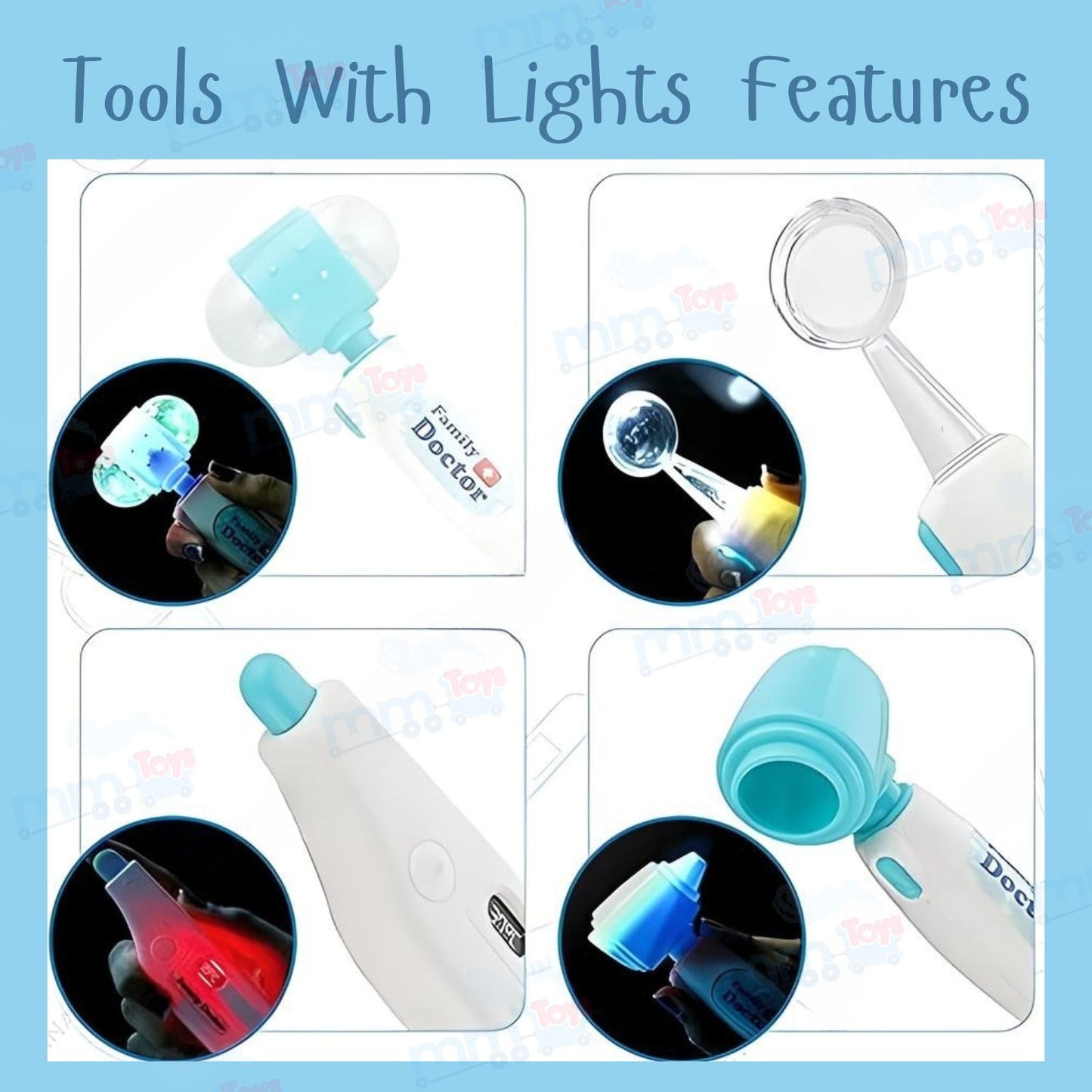 MM TOYS Premium Doctor Play Set Trolley Suitcase 3-in-1 Toy for Kids 3-10 Years Old Boy And Girl Kids - Realistic Accessories Doctor Pretend Play Set- Blue