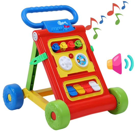 MM Toys Baby Activity Walker Trainer with Music Anti-Slip Tyres For 6+ Months Infants - Color May Vary