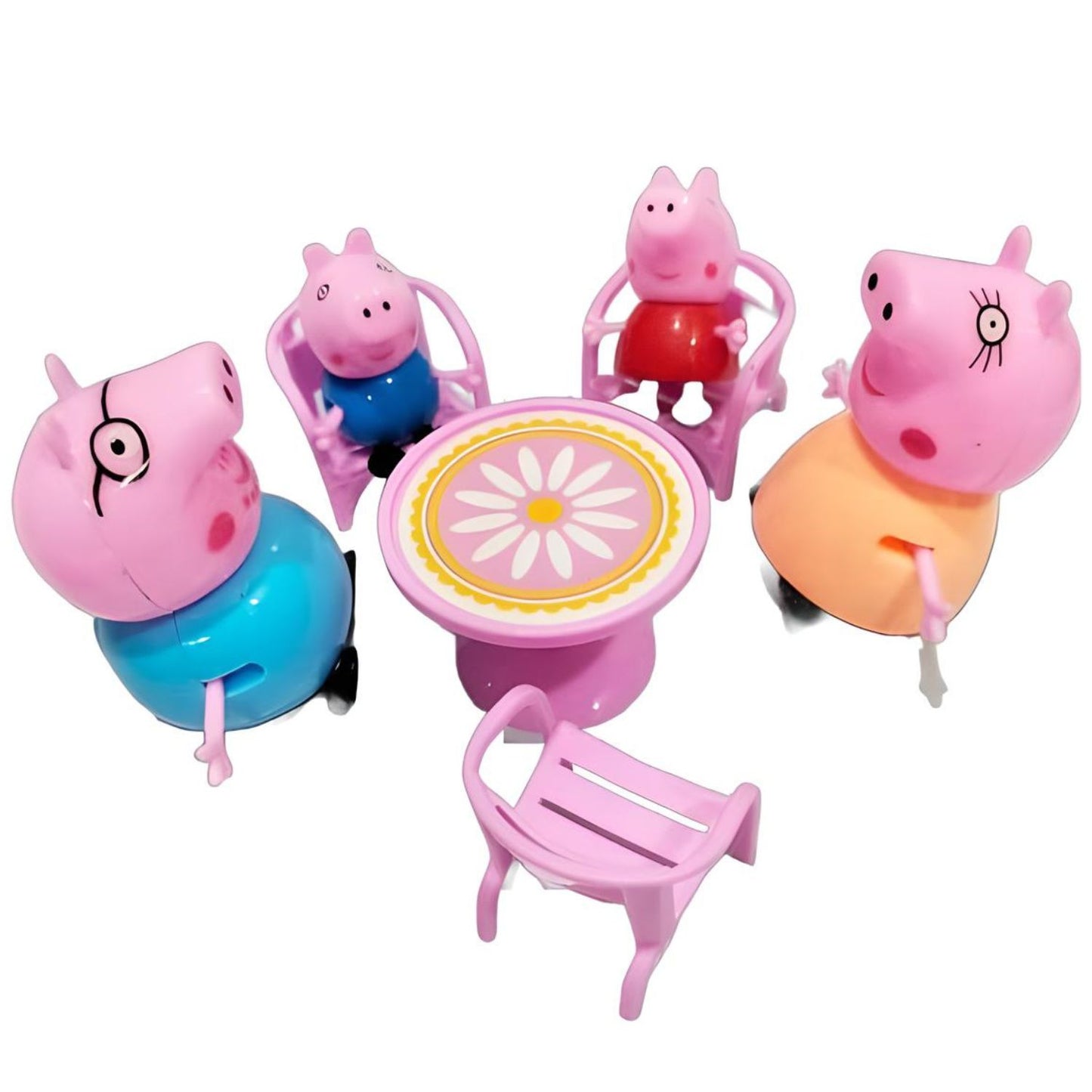 Peppa Pig Family House Toy Set - 5 Pcs, Educational Play for 3+ Kids, Pink Includes 1 Umbrella, 3 Chairs, 1 Table