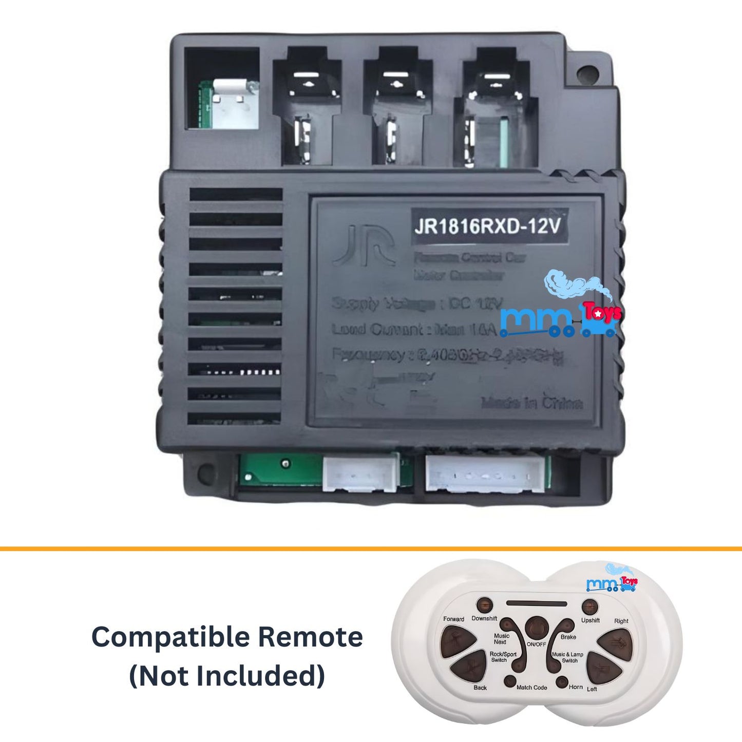 MM TOYS JR-1816RXS: 12V Bluetooth Receiver Motor Controller 2.4G -For Kids Electric Ride-On Car & Jeep Accessory , Max 15A- Black