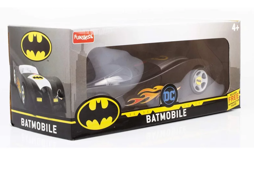 FUNSKOOL ORIGNAL BATMOBILE CAR INCLUDES ONE BATMAN SUPERHERO ACTION FIGURE AND MECHANICAL BOW ARROW 14 INCH BIG SIZE - BLACK