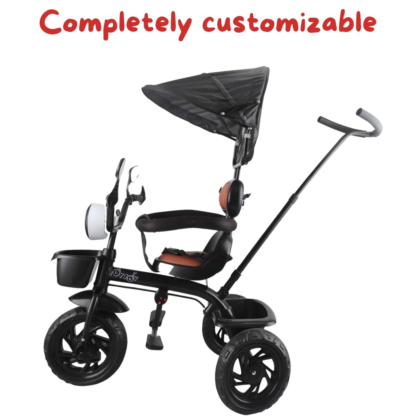 Toyzoy Kids Tricycle Foldable Canopy with 360 Degree seat Rotating Tricycle for girls and Boys Gifting purpose Age group 2 to 5 years TZ-558 (Black)