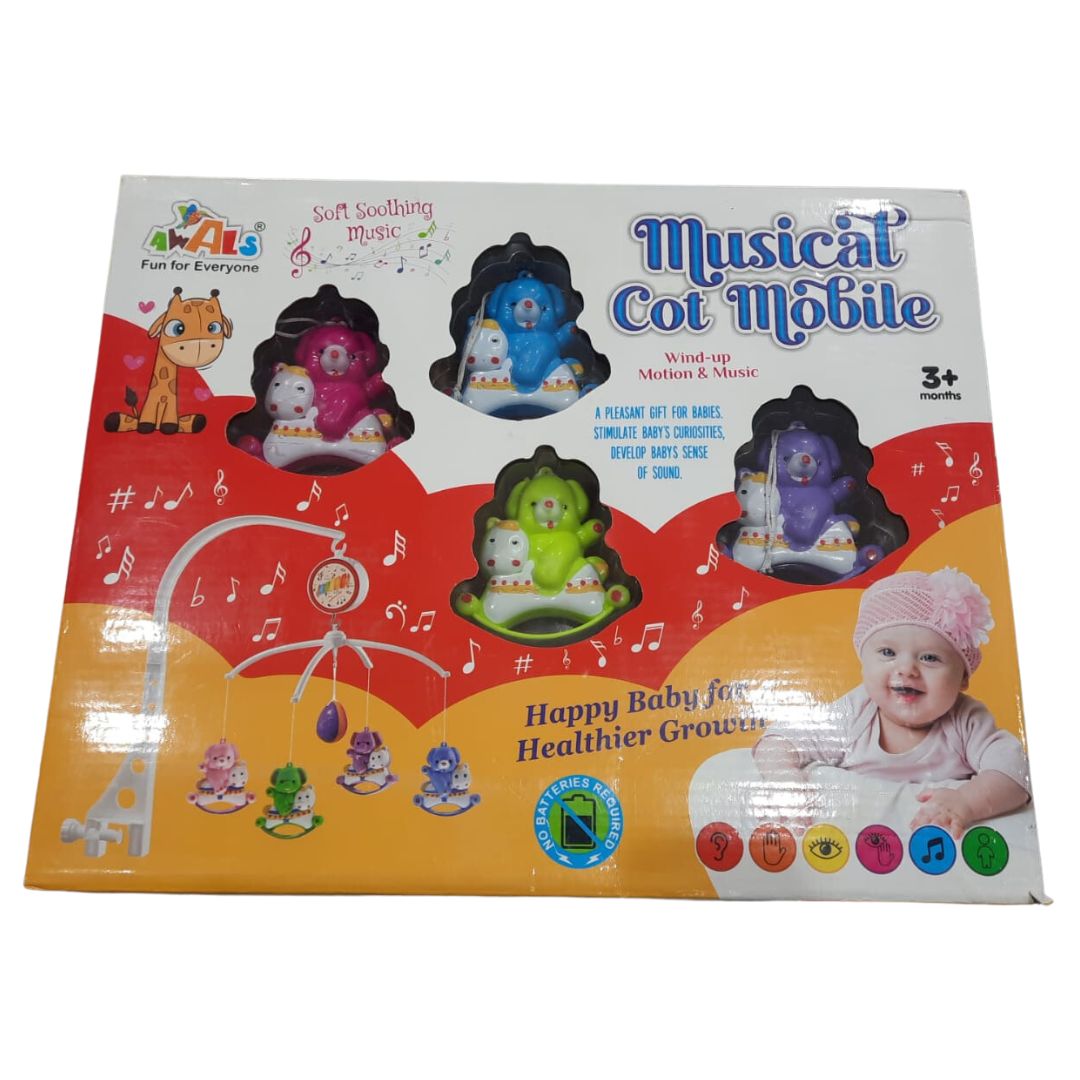 MM TOYS MelodySpin Musical Cot Mobile - Soft Soothing Music, Rotating Toys, Wind-Up Motion - Non-Electronic - Newborn 0-2 Months