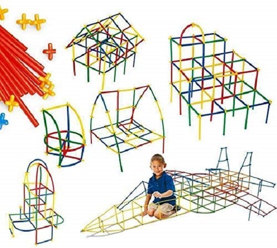 Aditi Toys Brick Set 4d Pipe Blocks Building Toys Straws And Connectors Space Children Intelligence To Improve Kids Creativity And Imagination 5+ Year - 118 pcs