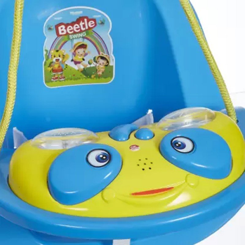 Dash Funride Beetle Musical Swing , Safety Belt, 1-5 Years, Heavy Duty, Indoor/Outdoor Fun, Blue/Yellow