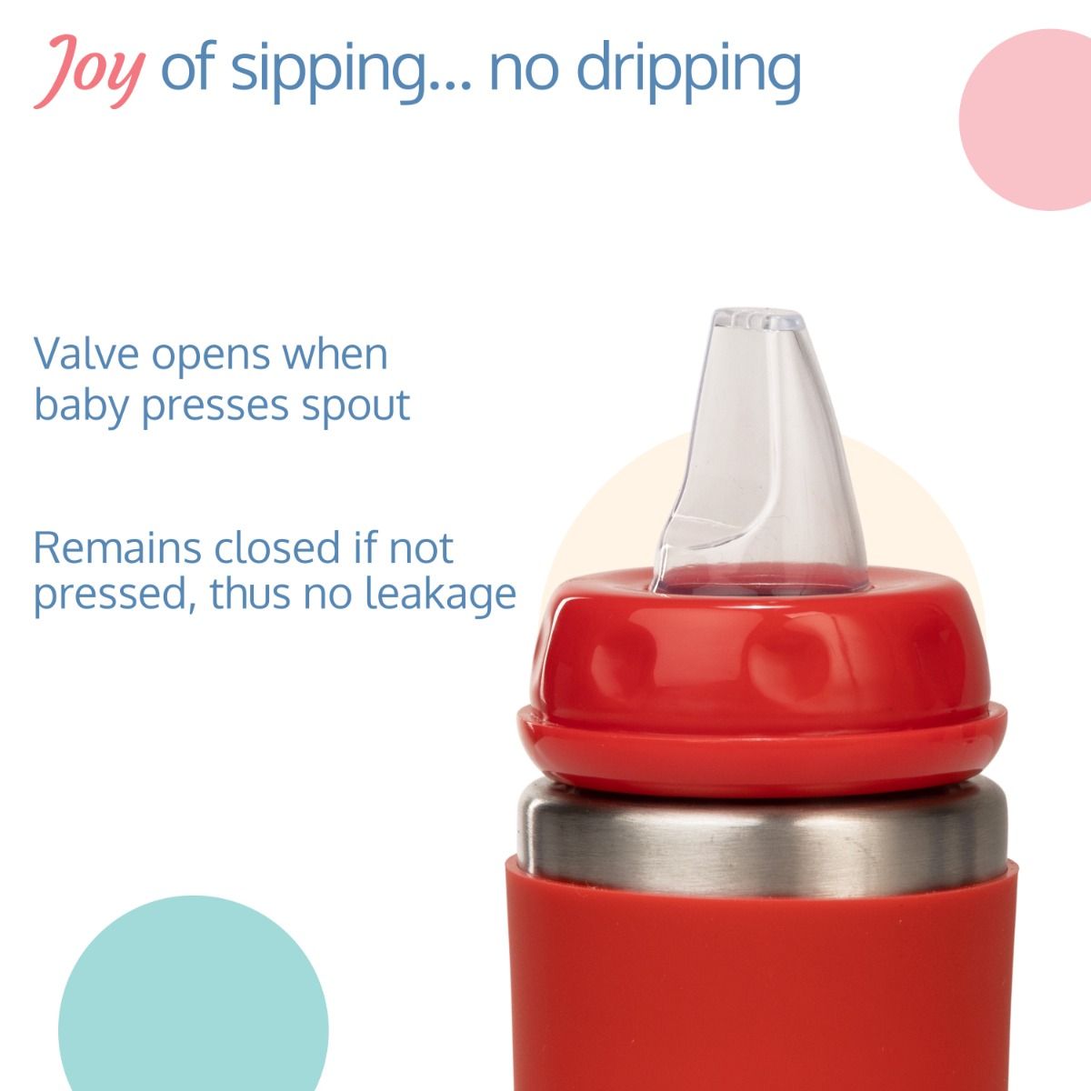 LuvLap 4-in-1 Stainless Steel Baby Bottle/Sipper, Anti-Colic, Odor-Free, with Handles, Attractive Prints 19424 - 240ml- Red