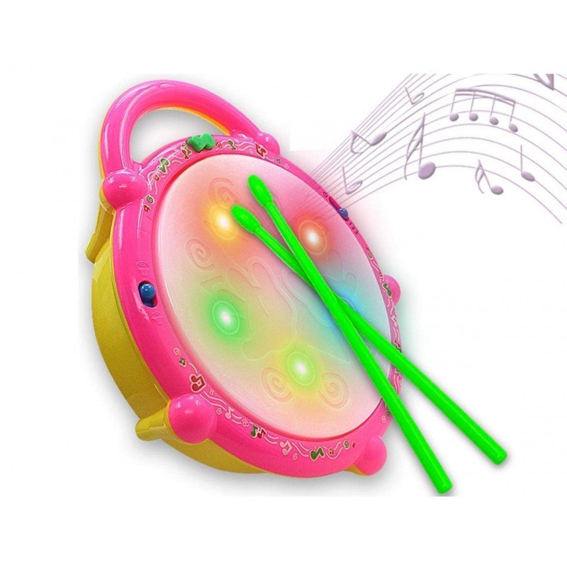 Electronic Musical Drum with Lights Toy for Kids Two Sticks Included 168-23 Flash Drum For 2 To