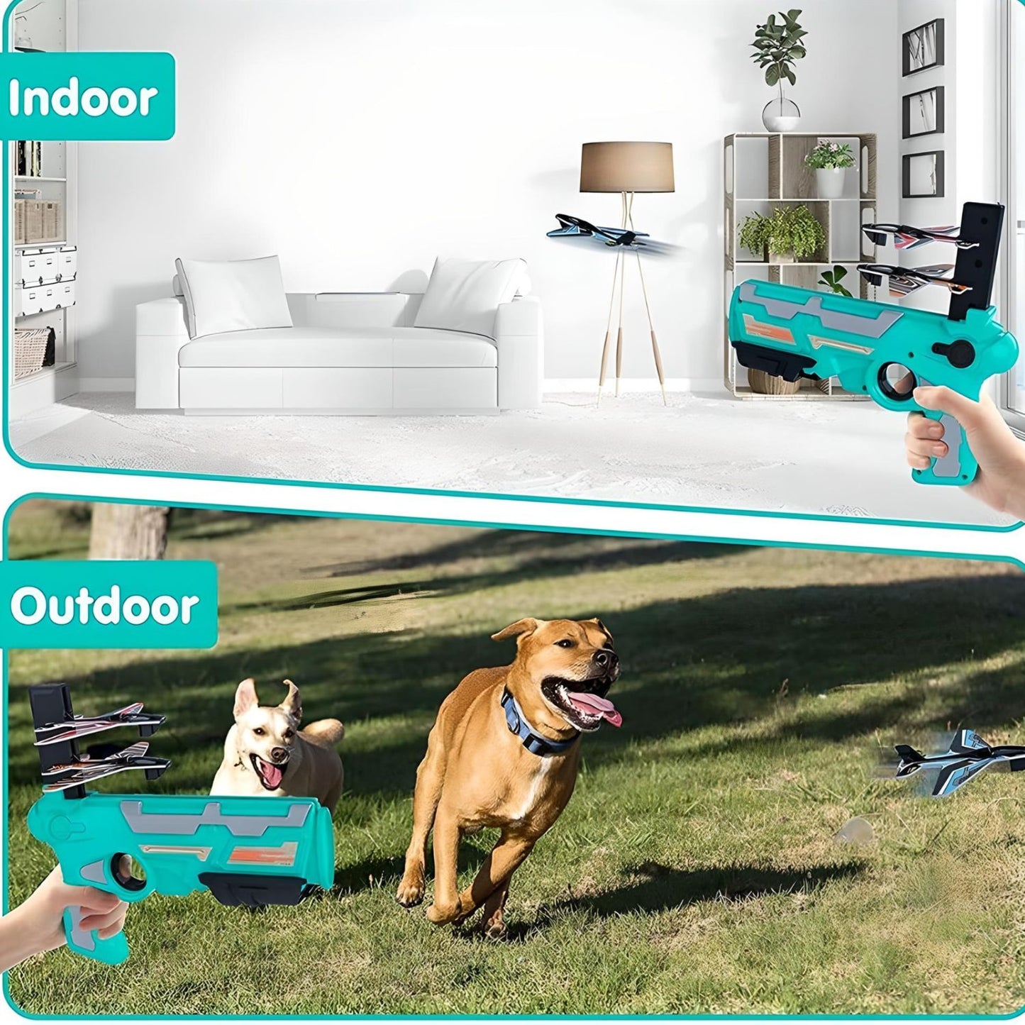 MM Toys  Air Battle Rapid-Launch Foam Glider Plane Gun, 4 Planes, ABS Plastic, Ages 3+, Multicolor