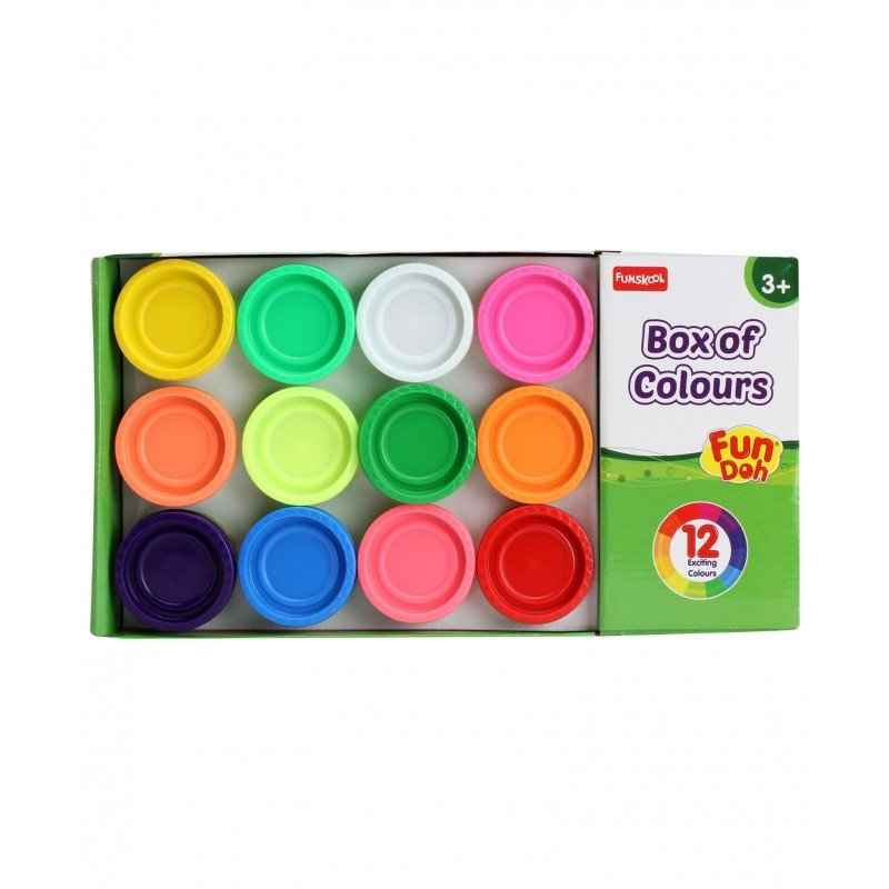 Funskool Fun Dough Box of Colors Set of 12 Diffrent Colors Non Toxic Dough 50GM Each