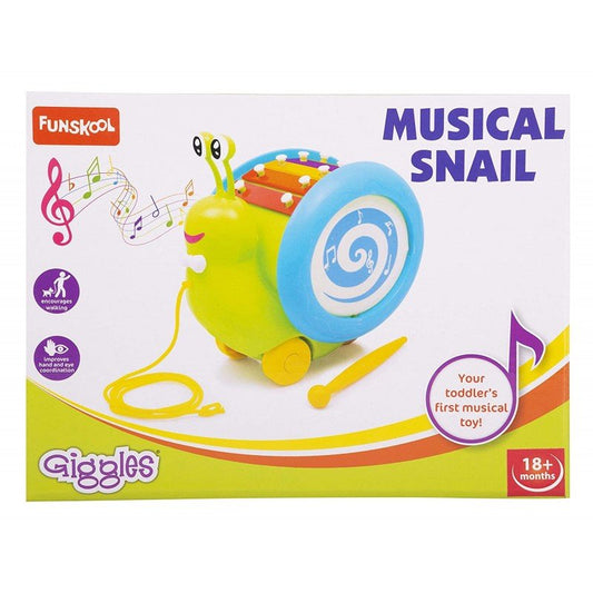 Musical Snail, 3-in-1 Toy for Kids - Pull-Along, Xylophone, Drum & Walking Companion