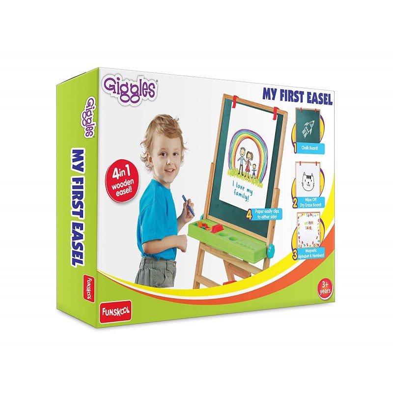 GIGGLES MY FIRST EASEL 4 IN 1 MULTICOLOR WOODEN FOR 3 TO 10 YEARS