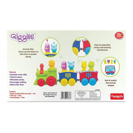 Giggles - 2 in 1 Toy Train, Colourful Animal Pull Along, Walking, Shape Sorting, Pretend Play Toy for 18+ Months Toddlers