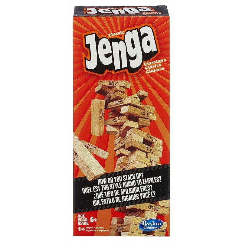 Hasbro Classic Jenga Wooden Blocks - Stacking Tower Game for Kids 6+ Years