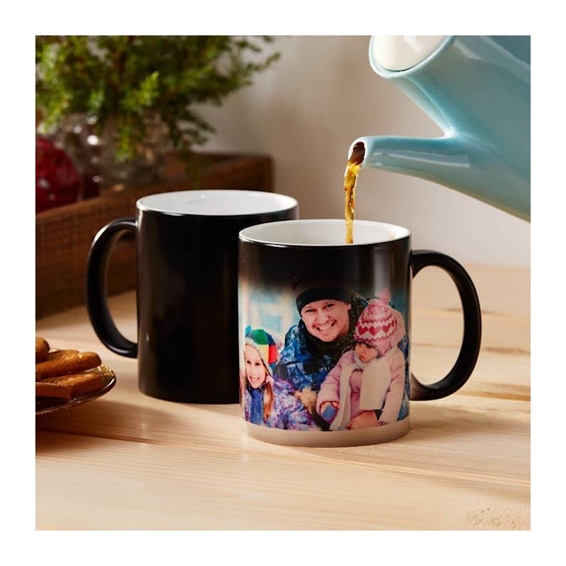 MM TOYS Customize Color Changing Magic Mug 11 Oz Gift For Birtdays Anniversary And Valentine Black Color