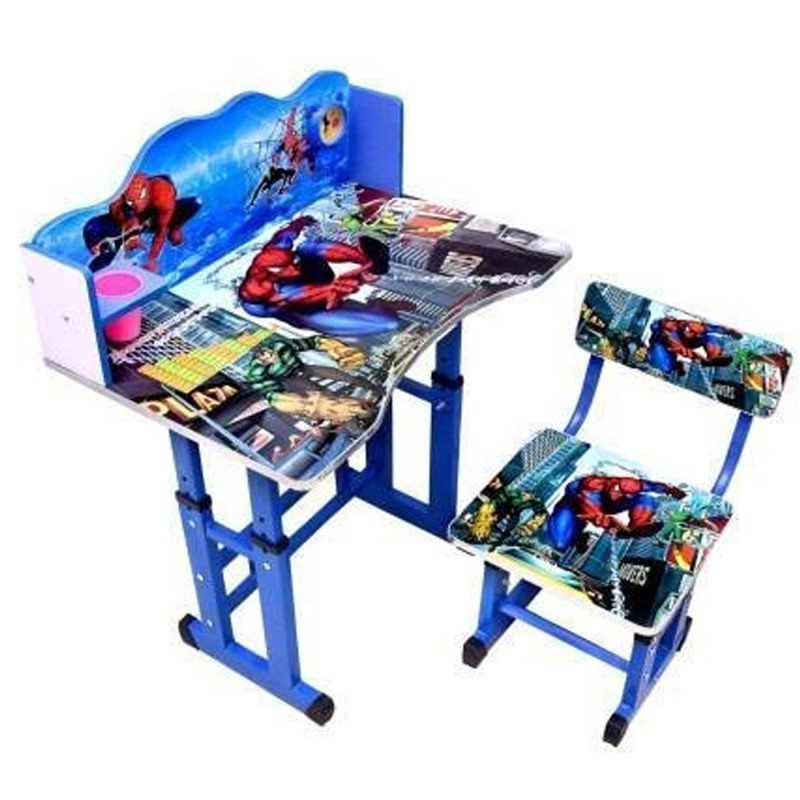 MM TOYS Heavy Duty Study Table Chair Set Multipurpose With Adjustable Size For Kids For To 14 Years Blue Design May Vary